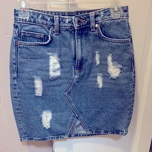 H&M Distressed Denim Skirt